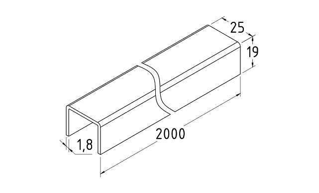 Профиль П-образный t=1,5 мм под стекло 20 мм, шлифованный, длина 2000 мм AISI 304 Ф-1148 2 Профиль П-образный t=1,5 мм под стекло 20 мм, шлифованный, длина 2000 мм AISI 304 Ф-1148 2