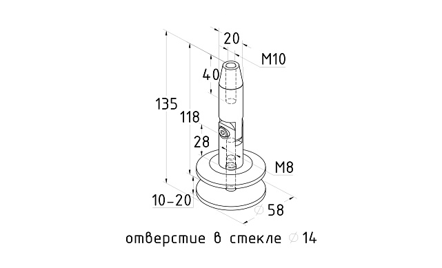 Крепление стекла к тяге, шлифованное AISI 304 k622 2 Крепление стекла к тяге, шлифованное AISI 304 k622 2