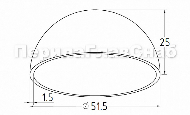 Заглушка сферическая сварная для трубы Ø50.8х1.5 мм полированная (AISI 304) k556  3 Заглушка сферическая сварная для трубы Ø50.8х1.5 мм полированная (AISI 304) k556  3
