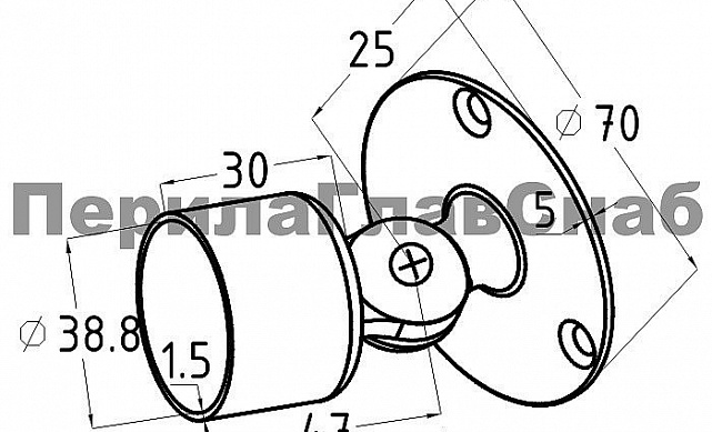Фланец с шарниром для трубы Ø38.1 мм, полированный, литой (AISI 304) k244 2 Фланец с шарниром для трубы Ø38.1 мм, полированный, литой (AISI 304) k244 2