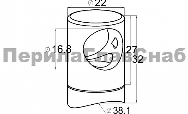 Ригеледержатель на стойку Ø38.1хØ16.8 мм, полированный, литой (AISI 316) k018-4 2 Ригеледержатель на стойку Ø38.1хØ16.8 мм, полированный, литой (AISI 316) k018-4 2