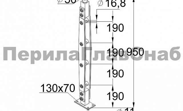 Стойка эксклюзивная с деревянной вставкой и 4 ригеледержателями, крепление в пол, нерегулируемый ложемент (AISI 304) k780 2 Стойка эксклюзивная с деревянной вставкой и 4 ригеледержателями, крепление в пол, нерегулируемый ложемент (AISI 304) k780 2