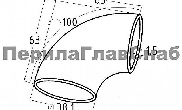 Отвод Ø38.1х1.45 мм, 800 Grit, (AISI 304) k095-2 2 Отвод Ø38.1х1.45 мм, 800 Grit, (AISI 304) k095-2 2