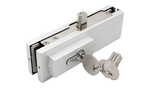 Замок для стеклянной двери угловой с круглым ригелем комплект, под алюминий t150 AL 8 Замок для стеклянной двери угловой с круглым ригелем комплект, под алюминий t150 AL 8