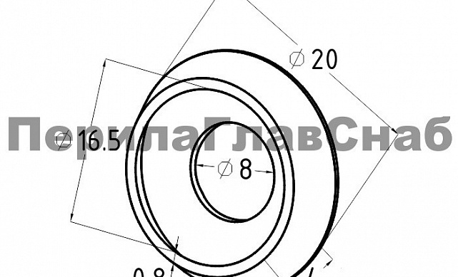 Шайба подкладочная Ø16 мм, 20х4х0.8, с отверстием Ø8 мм (AISI 201) k096 3 Шайба подкладочная Ø16 мм, 20х4х0.8, с отверстием Ø8 мм (AISI 201) k096 3