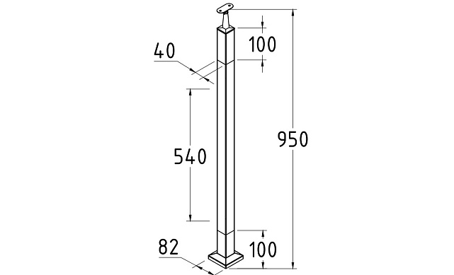 Готовая стойка 40х40х950 мм, деревянная нелакированная, дуб, с лежементом под плоскость, со вставками из нержавеющей стали 2х100 мм k740-12 4 Готовая стойка 40х40х950 мм, деревянная нелакированная, дуб, с лежементом под плоскость, со вставками из нержавеющей стали 2х100 мм k740-12 4