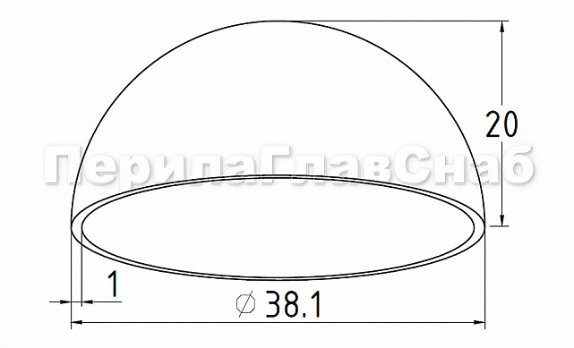Заглушка сферическая сварная для трубы Ø38.1х1.5 мм полированная (AISI 304) k555 3 Заглушка сферическая сварная для трубы Ø38.1х1.5 мм полированная (AISI 304) k555 3