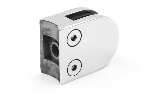 Стеклодержатель литой под стекло 8 мм (4+4 мм), под стойку Ø38.1 мм 40х22х49, полированный (AISI 304) k001-4 4 Стеклодержатель литой под стекло 8 мм (4+4 мм), под стойку Ø38.1 мм 40х22х49, полированный (AISI 304) k001-4 4