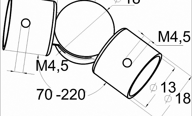 Поворот ригеля 12 мм, штампованный, регулируемый, шаровый, внешний (AISI 304) k251 2 Поворот ригеля 12 мм, штампованный, регулируемый, шаровый, внешний (AISI 304) k251 2