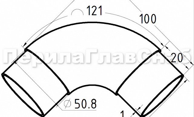 Отвод Ø50.8х1.45 мм, полированный, (AISI 304) k052-3 2 Отвод Ø50.8х1.45 мм, полированный, (AISI 304) k052-3 2