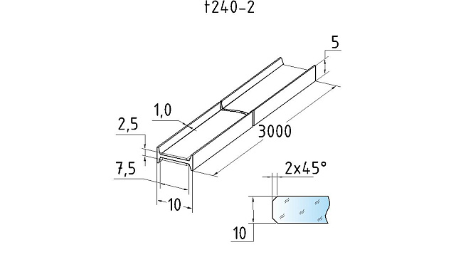 Профиль самоклеящийся для стекла 10 мм, длина 3000 мм t240-2 3 Профиль самоклеящийся для стекла 10 мм, длина 3000 мм t240-2 3