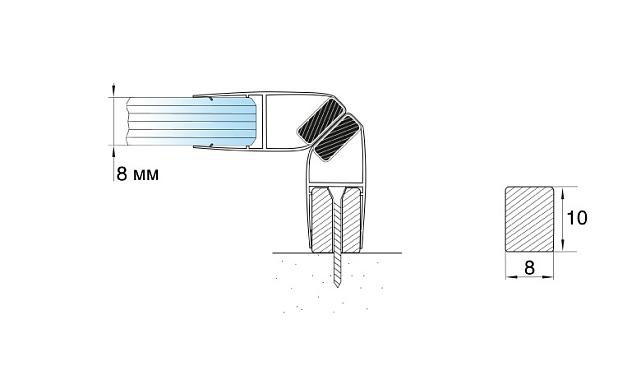 Брусок 8х10 для крепления магнита к стене, анодированный 3000 мм t117 AL 3