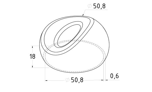 Наконечник стойки штампованный, под 30°, Ø50/50х0.6 AISI 201 #400 k073-3 3