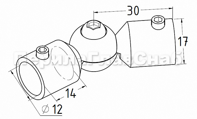Поворот ригеля Ø12 мм, регулируемый, шаровый, внешний AISI 304 #600 k253 2 Поворот ригеля Ø12 мм, регулируемый, шаровый, внешний AISI 304 #600 k253 2
