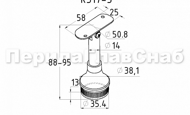 Наконечник регулируемый по высоте на стойку Ø38.1х1.5 мм, с регулируемым ложементом под поручень Ø50.8 мм, литой, полированный, нержавеющий (AISI 304) k317-3 2 Наконечник регулируемый по высоте на стойку Ø38.1х1.5 мм, с регулируемым ложементом под поручень Ø50.8 мм, литой, полированный, нержавеющий (AISI 304) k317-3 2