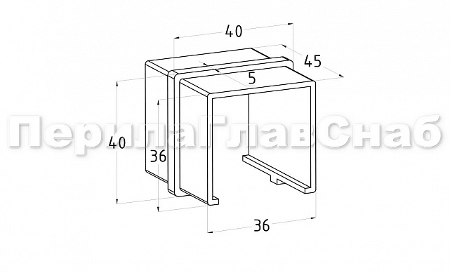 Соединитель для поручня с пазом 40х40 мм, полированный, (AISI 304) k545 2 Соединитель для поручня с пазом 40х40 мм, полированный, (AISI 304) k545 2