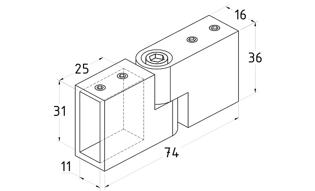 Коннектор регулируемый для трека 30х10 мм, нержавеющая сталь AISI 304, черная t465 BL 2