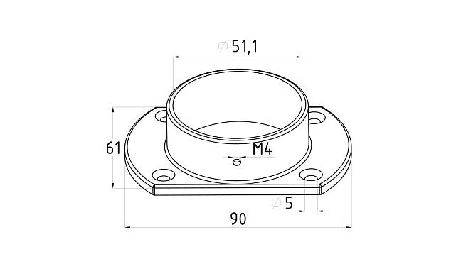 Фланец укороченный, литой, полированный, для трубы Ø50.8 мм, полированный, (AISI 304) k094 2