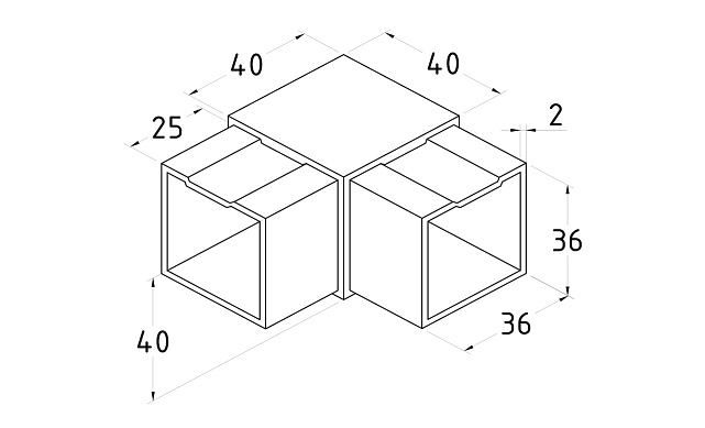 Поворот поручня 40х40 мм, нержавеющая сталь AISI 304, полированная k365 2 Поворот поручня 40х40 мм, нержавеющая сталь AISI 304, полированная k365 2
