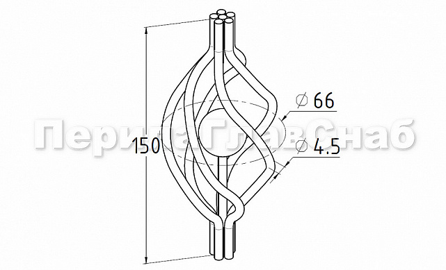 Декоративная вставка (корзинка) для стойки Ø25 мм, с золотым шаром k388-2 3 Декоративная вставка (корзинка) для стойки Ø25 мм, с золотым шаром k388-2 3