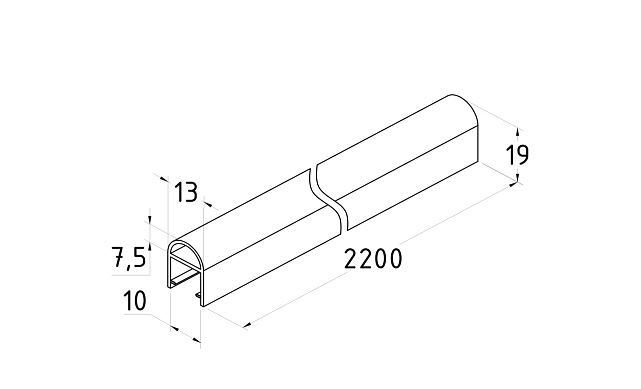 Уплотнитель для стекла 8 мм, дверь-стекло 2200 мм, непрозрачный черный t212-2 BL-U 2 Уплотнитель для стекла 8 мм, дверь-стекло 2200 мм, непрозрачный черный t212-2 BL-U 2