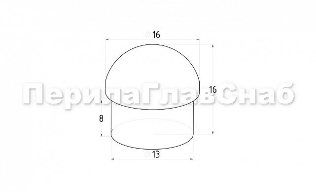 Заглушка для трубы Ø16 мм литая сферическая полированная (AISI 304) k264 3 Заглушка для трубы Ø16 мм литая сферическая полированная (AISI 304) k264 3