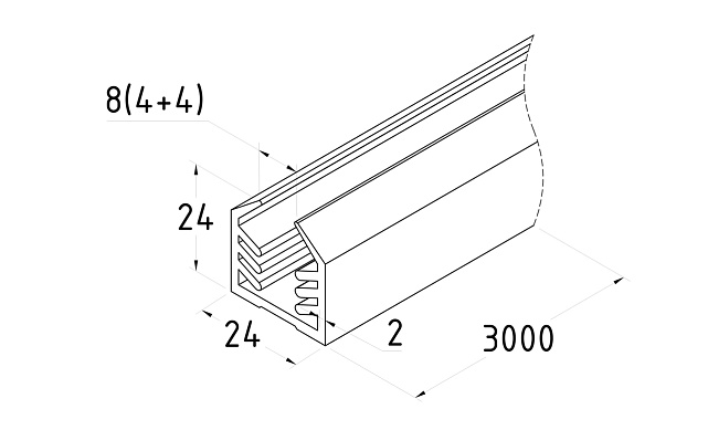 Уплотнитель в поручень с пазом 24х24 для стекла 8мм или триплекса 4+4, EPDM (палки 3 м) СЕРЫЙ Фk309-G 3 Уплотнитель в поручень с пазом 24х24 для стекла 8мм или триплекса 4+4, EPDM (палки 3 м) СЕРЫЙ Фk309-G 3