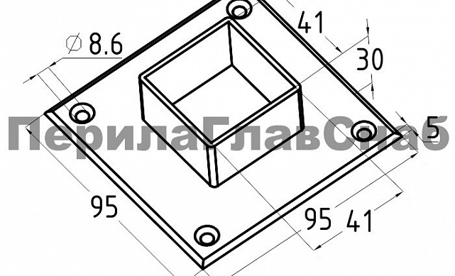 Фланец для трубы 40х40 мм, литой, полированный, (AISI 304) k223 2 Фланец для трубы 40х40 мм, литой, полированный, (AISI 304) k223 2