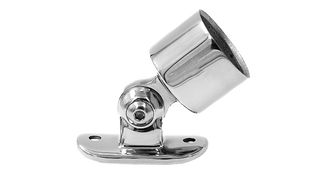 Наконечник наружный на стойку Ø25.4 мм, с регулируемым ложементом под трубу Ø38.1 мм, литой, полированный, нержавеющий AISI 304, k326 6 Наконечник наружный на стойку Ø25.4 мм, с регулируемым ложементом под трубу Ø38.1 мм, литой, полированный, нержавеющий AISI 304, k326 6