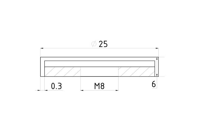 Гайка М8 глухая, шлифованная, (AISI 304) k080-2 2