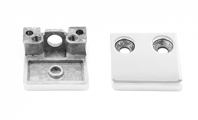 Стеклодержатель литой квадратный с вставками под стекло 8-10 мм, 4+4, на плоскость 41х22х42, полированный (AISI 304) k003-10 8 Стеклодержатель литой квадратный с вставками под стекло 8-10 мм, 4+4, на плоскость 41х22х42, полированный (AISI 304) k003-10 8