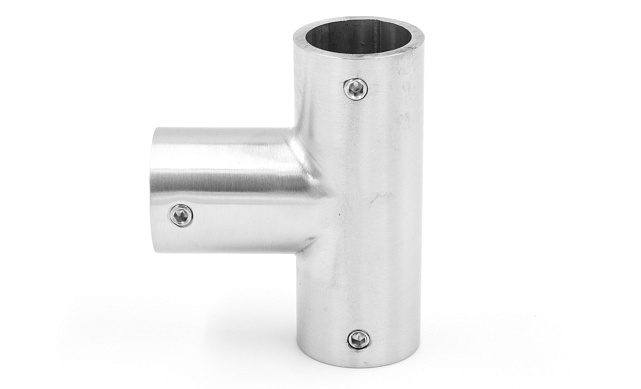 Соединитель-тройник для трубы 19 мм, нержавеющая сталь AISI 304, шлифованная t902 SSS 4 Соединитель-тройник для трубы 19 мм, нержавеющая сталь AISI 304, шлифованная t902 SSS 4