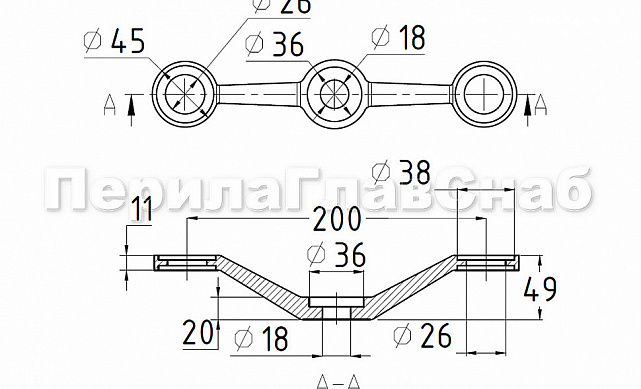 I-спайдер-200мм, AISI 304, 2х26х38, 1х18х36/40мм, нагрузки: 1кН, 2кН k288-I-2 2