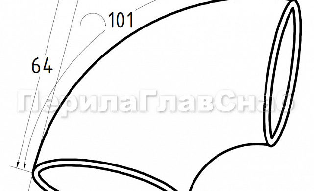 Отвод поручня под сварку Ø38.1х1.45 мм, 400 Grit, (AISI 304) k095 2 Отвод поручня под сварку Ø38.1х1.45 мм, 400 Grit, (AISI 304) k095 2