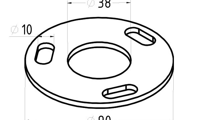 Фланец стойки 38/90 х 5 (4,3) х AISI 316 #200 3 отв х М10 х 20 k116-38-6 2 Фланец стойки 38/90 х 5 (4,3) х AISI 316 #200 3 отв х М10 х 20 k116-38-6 2