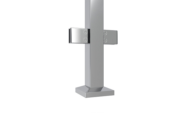 Стойка квадратная 40х40: 4 литых квадратных стеклодержателя, полированная, высота 950 мм (AISI 304) k748 4 Стойка квадратная 40х40: 4 литых квадратных стеклодержателя, полированная, высота 950 мм (AISI 304) k748 4