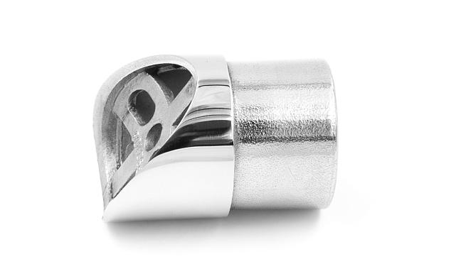 Наконечник седловина косая 30° на стойку Ø38.1 мм, под поручень Ø38.1 мм, литая, полированная, AISI 304, k045-2 5