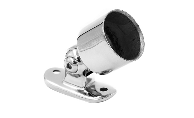 Наконечник наружный на стойку Ø25.4 мм, с регулируемым ложементом под трубу Ø38.1 мм, литой, полированный, нержавеющий AISI 304, k326 3 Наконечник наружный на стойку Ø25.4 мм, с регулируемым ложементом под трубу Ø38.1 мм, литой, полированный, нержавеющий AISI 304, k326 3