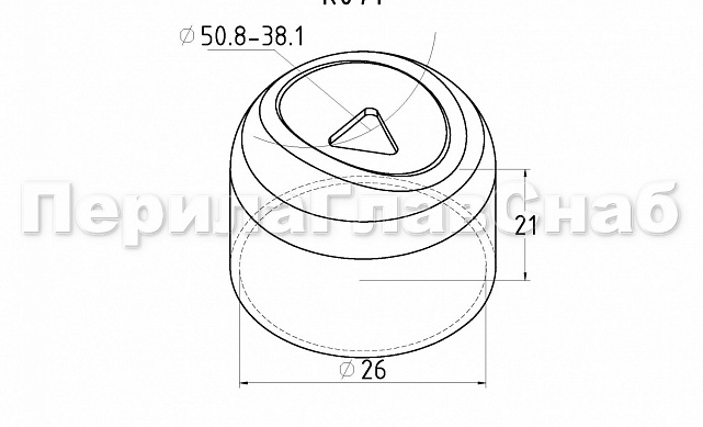 Наконечник штампованный (СПС) прямой 90° на трубу Ø25 мм, для поручня Ø38.1 мм, полированный, нержавеющий, AISI 304, k071 2 Наконечник штампованный (СПС) прямой 90° на трубу Ø25 мм, для поручня Ø38.1 мм, полированный, нержавеющий, AISI 304, k071 2