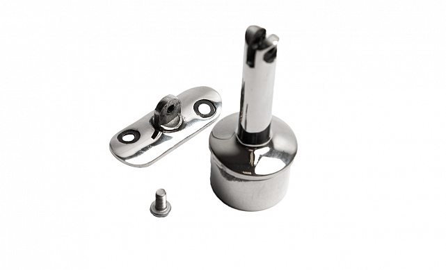 Наконечник палец с регулируемым ложементом под поручень Ø38.1-42.4 мм, на стойку Ø38.1х1.5 мм, литой, полированный, нержавеющий (AISI 304) k006-7 6 Наконечник палец с регулируемым ложементом под поручень Ø38.1-42.4 мм, на стойку Ø38.1х1.5 мм, литой, полированный, нержавеющий (AISI 304) k006-7 6